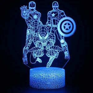 16 coleur Spiderman 3D Acrylic Night Light USB Stereo LED 8